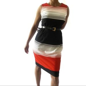 Striped Knee Length Dress